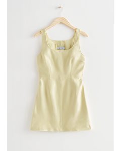 Sleeveless Leather Mini Dress Light Yellow
