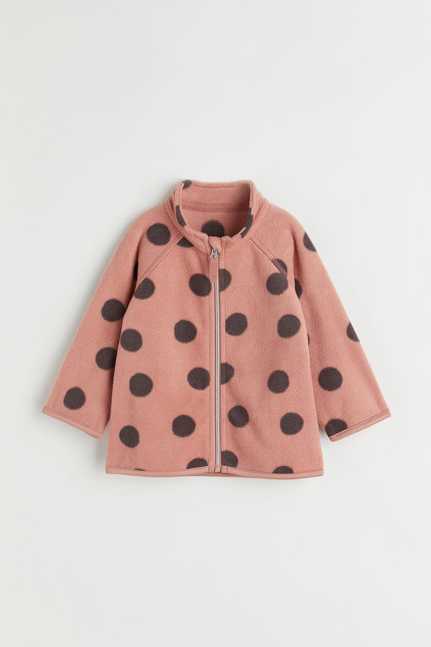 H&M Patterned Fleece Jacket Pink/spotted
