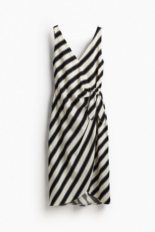 H&M Textured Wrap Dress Black/white Striped