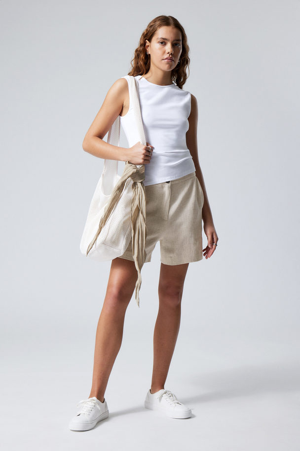 Weekday Kit Linen Mix Shorts Ecru