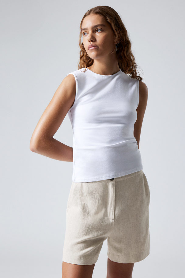 Weekday Kit Linen Mix Shorts Ecru