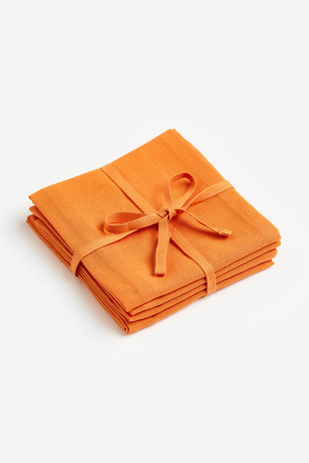 H&M HOME 4-pack Tygservetter I Bomull Orange