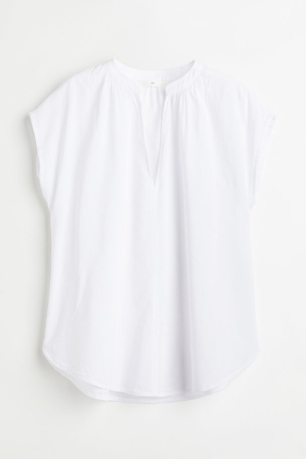 H&M Bluse mit V-Ausschnitt Weiß