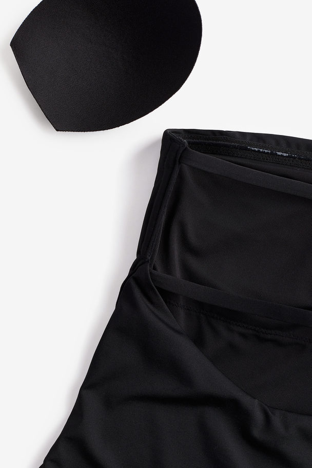 H&M Padded-cup High-leg Bandeau Swimsuit Black