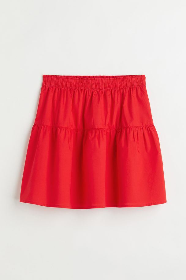 H&M Cotton Poplin Skirt Bright Red