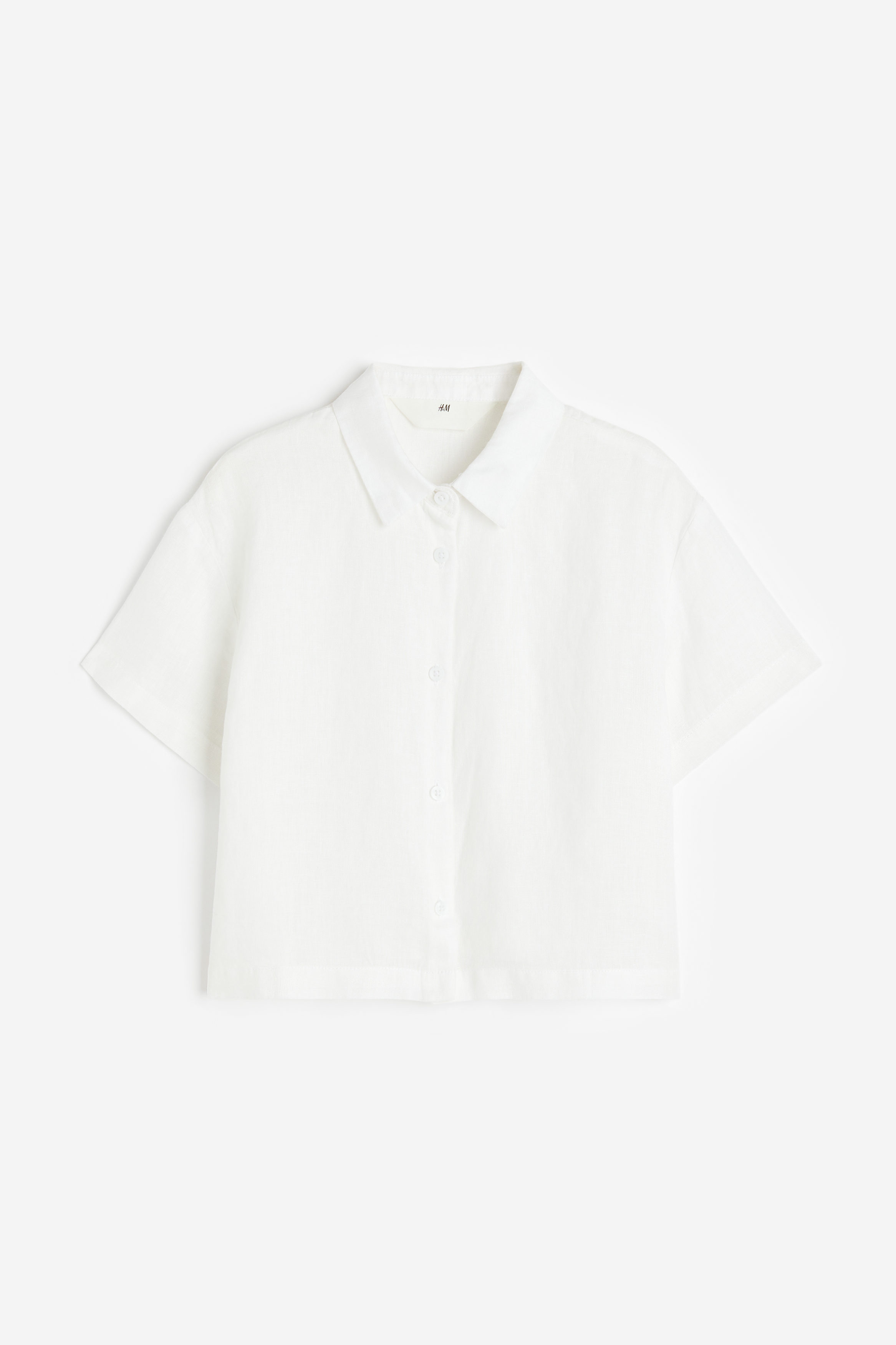Billede af H&M Skjorte I Hør Hvid, Skjorter & Bluser. Farve: White størrelse 134