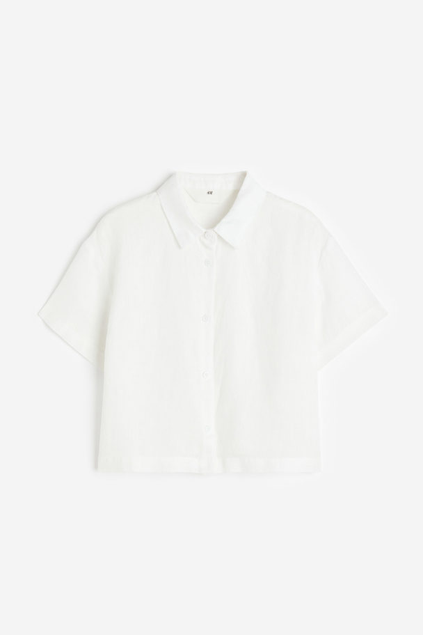 H&M Skjorte I Hør Hvid