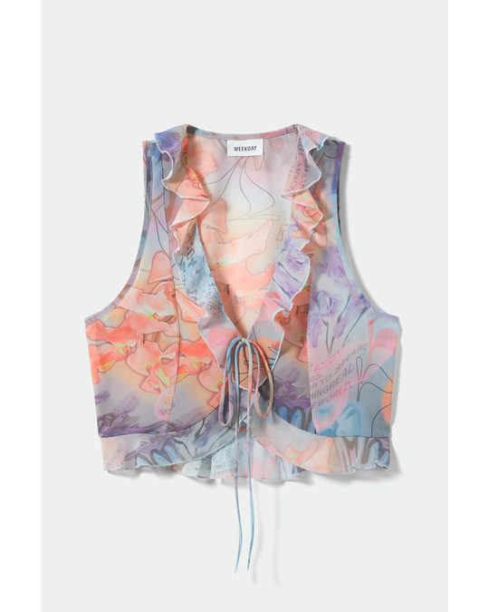 Weekday Luella Frill Vest Floral Collage