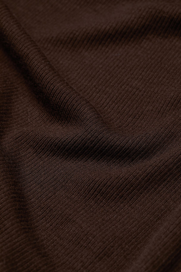 H&M Ribbed Jersey Dress Dark Brown