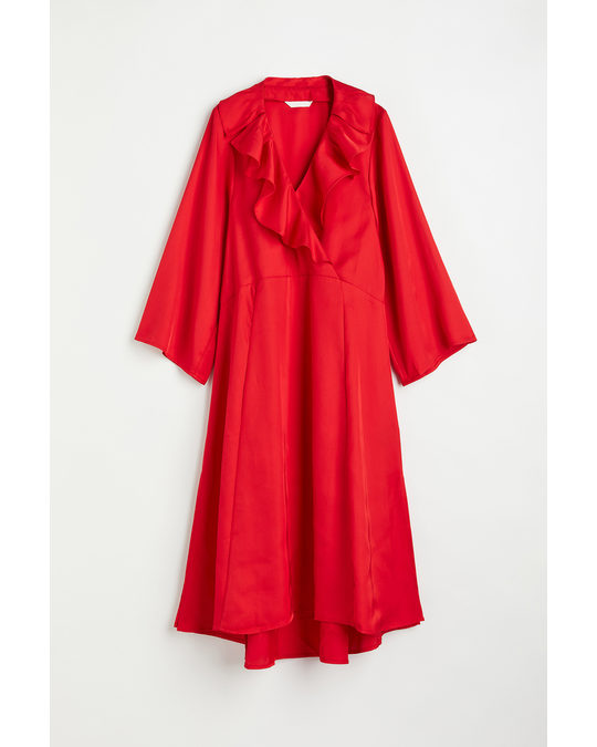 H&M Flounce-trimmed Dress Red