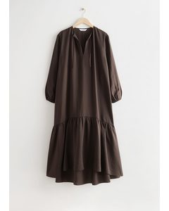 Voluminous Maxi Dress Dark Brown