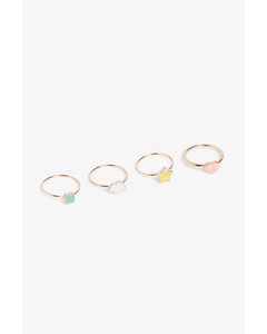 4-pack Rings Gold Coloured