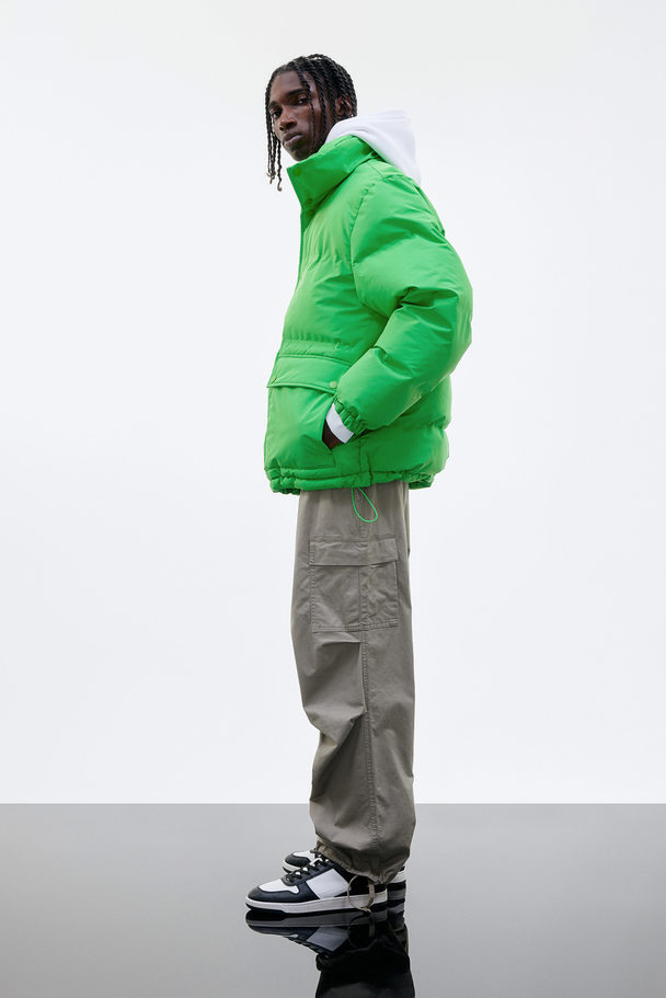 H&M Puffer-Jacke Oversized Fit Knallgrün