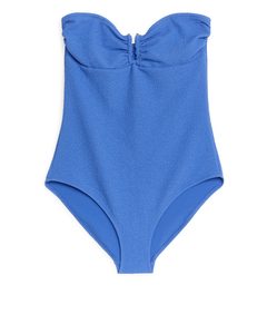Textured Bandeau Swimsuit Blue