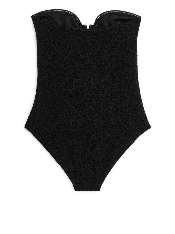 ARKET Textured Bandeau Swimsuit Black