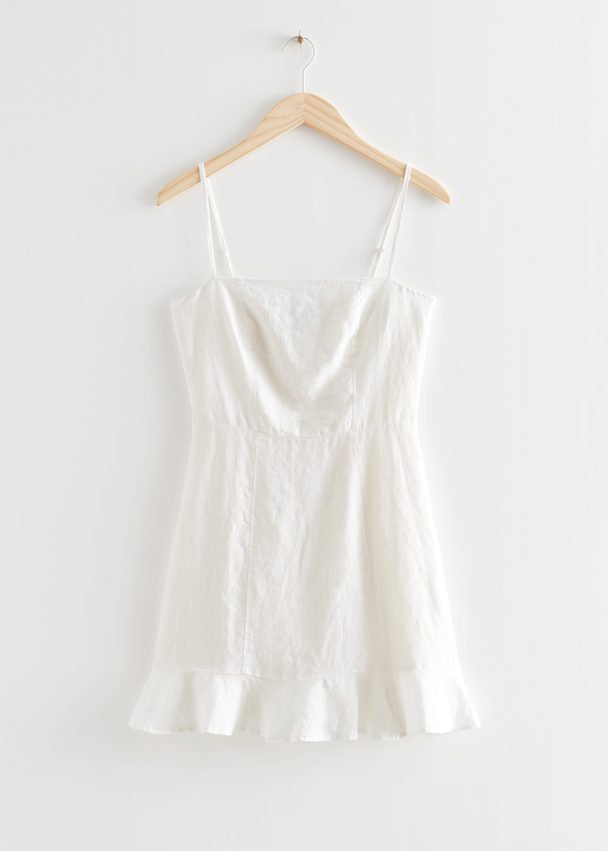 & Other Stories Ruffled Strappy Mini Dress White