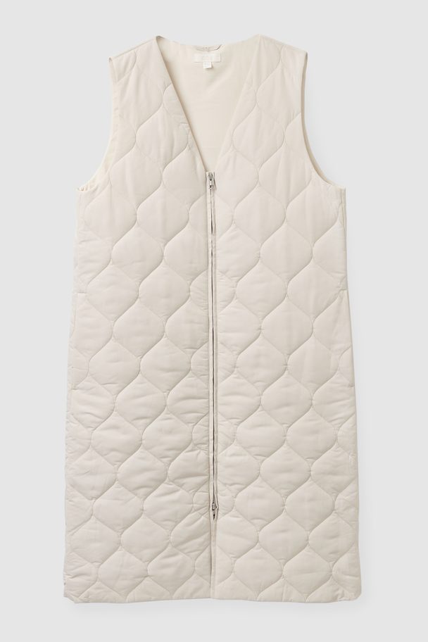 COS Longline Quilted Gilet Off-white