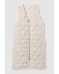Longline Quilted Gilet Off-white