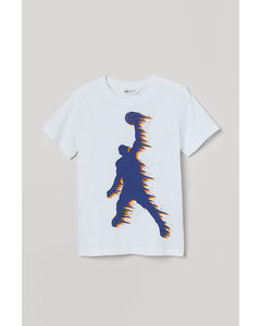 T-shirt I Bomuld Hvid/basketbold