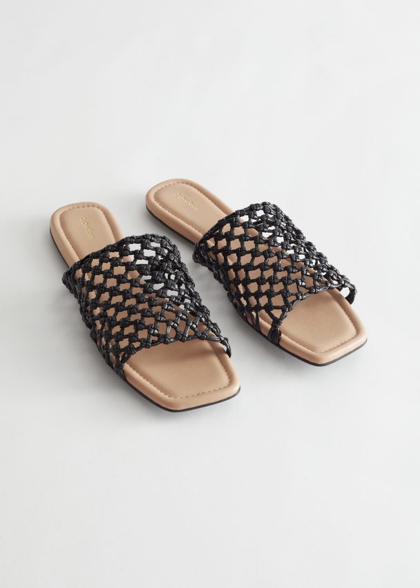 & Other Stories Braided Leather Sandals Black