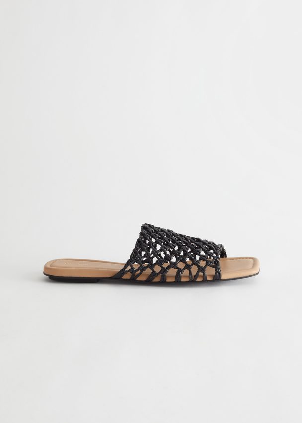 & Other Stories Braided Leather Sandals Black