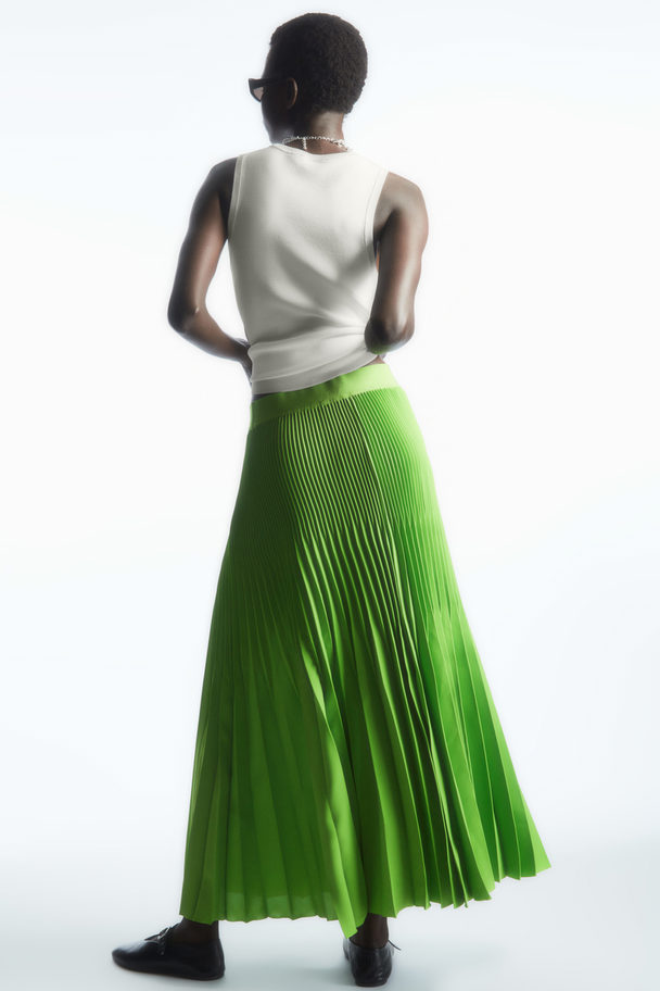 COS Pleated Midi Skirt Bright Green