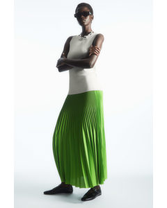 Pleated Midi Skirt Bright Green