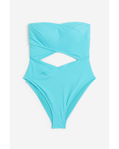 High-leg Bandeau Swimsuit Bright Turquoise