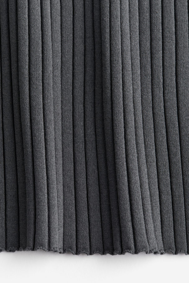 H&M Silk-blend Rib-knit Skirt Dark Grey
