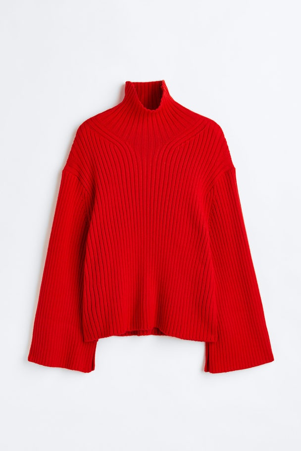 H&M Oversized Pullover mit Turtleneck Rot