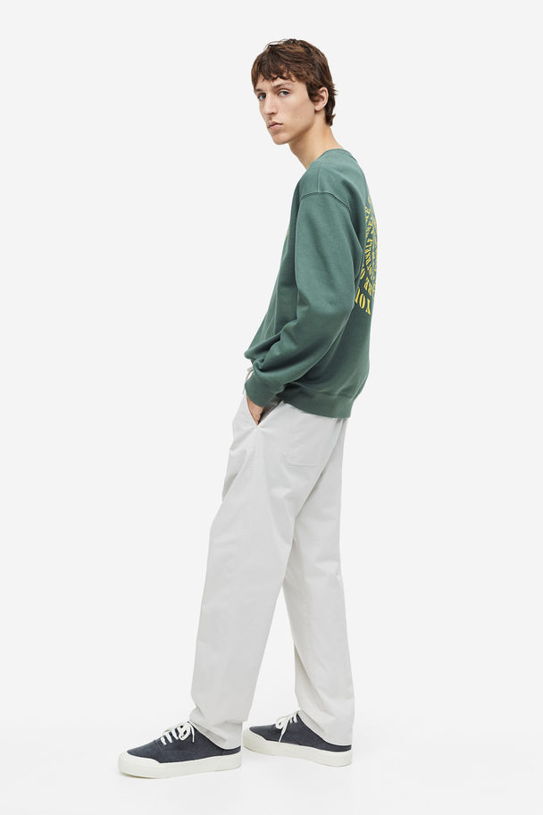 H&M Sweatshirt Med Tryck Loose Fit Grön/fredsmärke