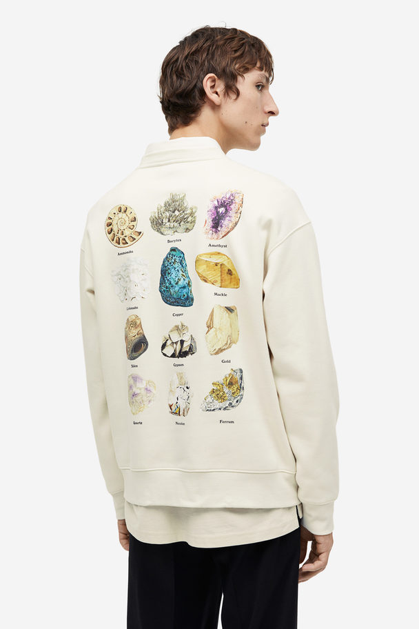 H&M Relaxed Fit Printed Sweatshirt Cream/stones