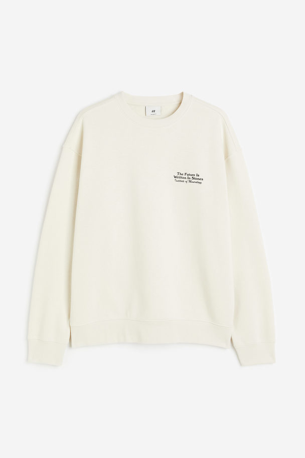 H&M Relaxed Fit Printed Sweatshirt Cream/stones