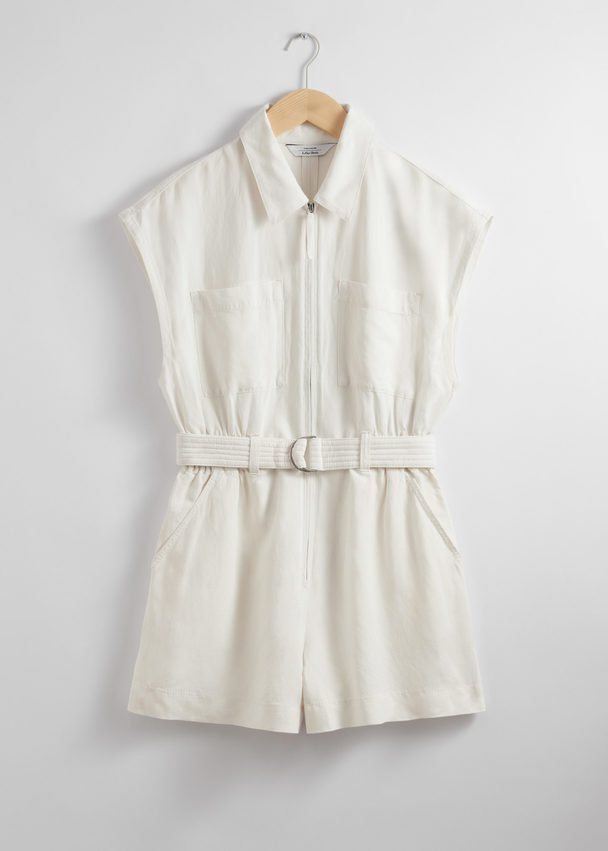 & Other Stories Utility Playsuit White