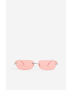 Rimless Sunglasses Silver-coloured/pink