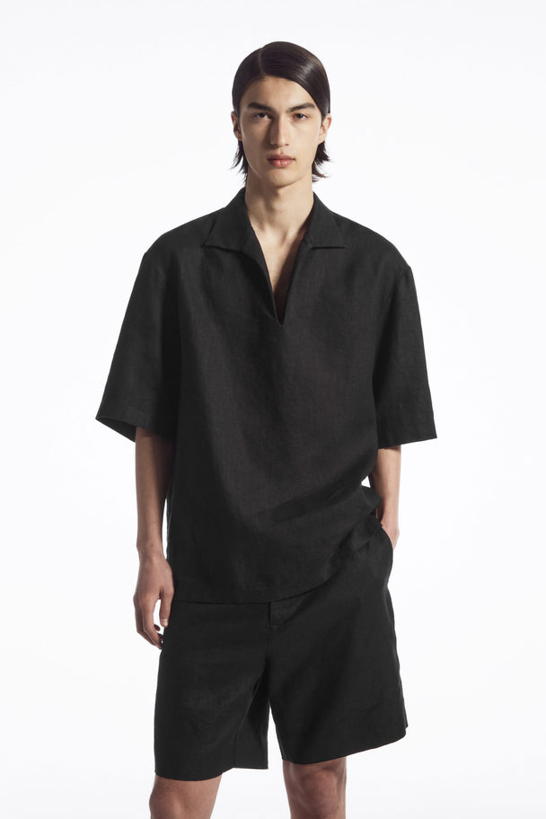 COS Linen Resort Shirt Black