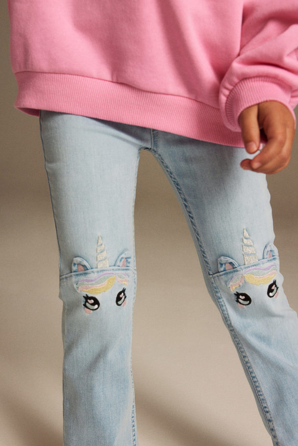 H&M Superstretch Flared Leg Jeans Light Denim Blue/unicorn