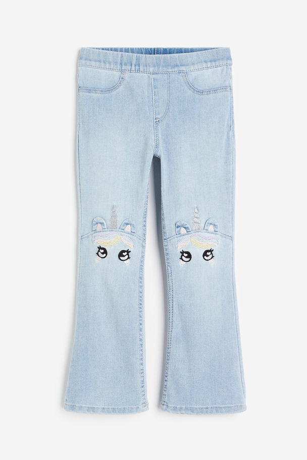 H&M Superstretch Flared Leg Jeans Light Denim Blue/unicorn