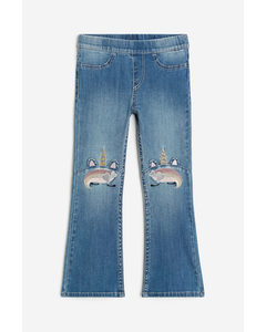Superstretch Flared Leg Jeans Light Denim Blue/unicorns
