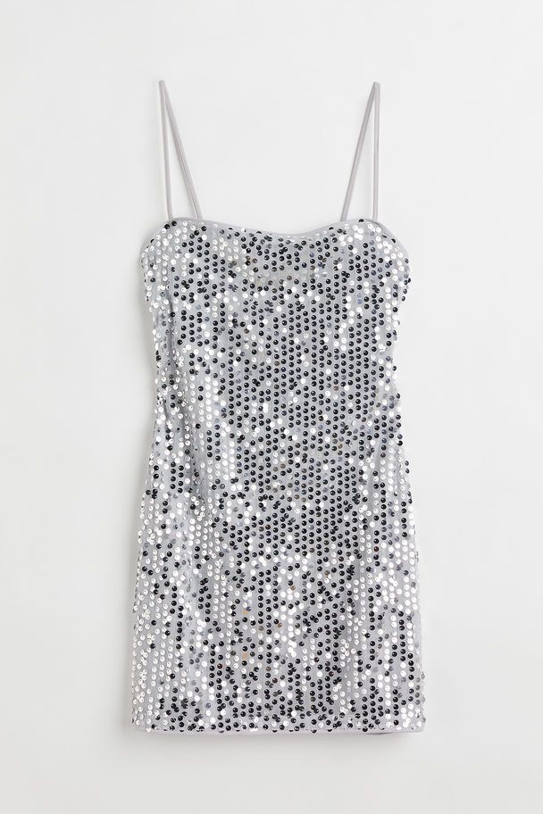 H&M Sequined Dress Silver-coloured
