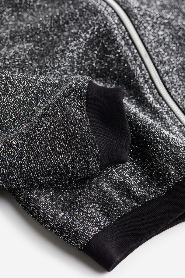 H&M Glittery Zip-through Cardigan Black/glittery