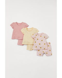 3-pack Jersey Pyjamas Light Pink/bees