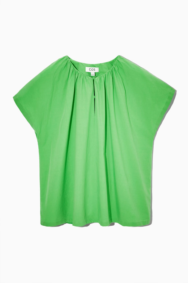 COS Gathered Cap-sleeve Blouse Bright Green