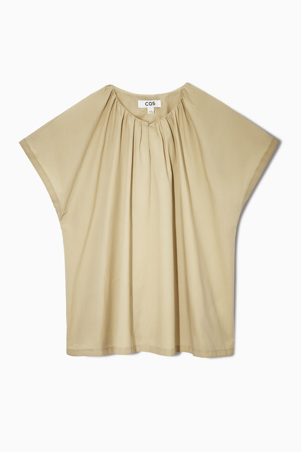 COS Gathered Cap-sleeve Blouse Beige