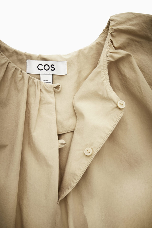 COS Gathered Cap-sleeve Blouse Beige