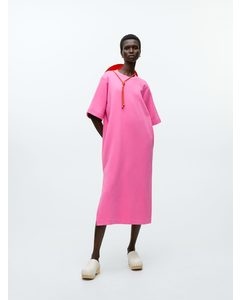 French Terry T-shirt Dress Hot Pink