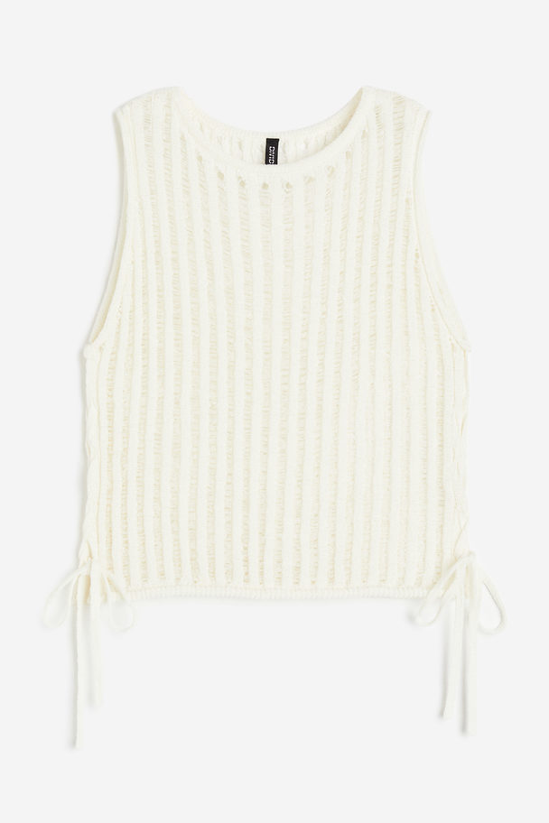 H&M Ladder-stitch-look Knitted Vest Top Cream