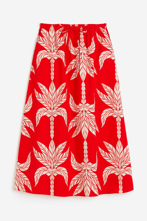 H&M Uitlopende Rok Rood/palmbomen