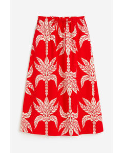 Flared Skirt Red/palm Trees
