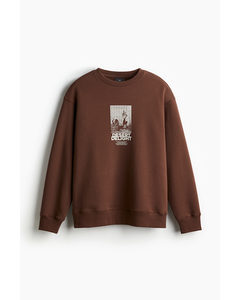 Bedrucktes Sweatshirt in Loose Fit Braun/Desert Delight